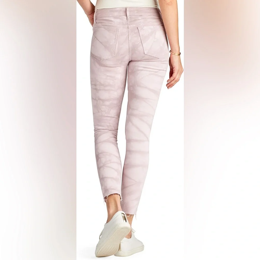 SAM EDELMAN Tie Dye Raw Hem Ankle Skinny Jeans In Crystal Pink